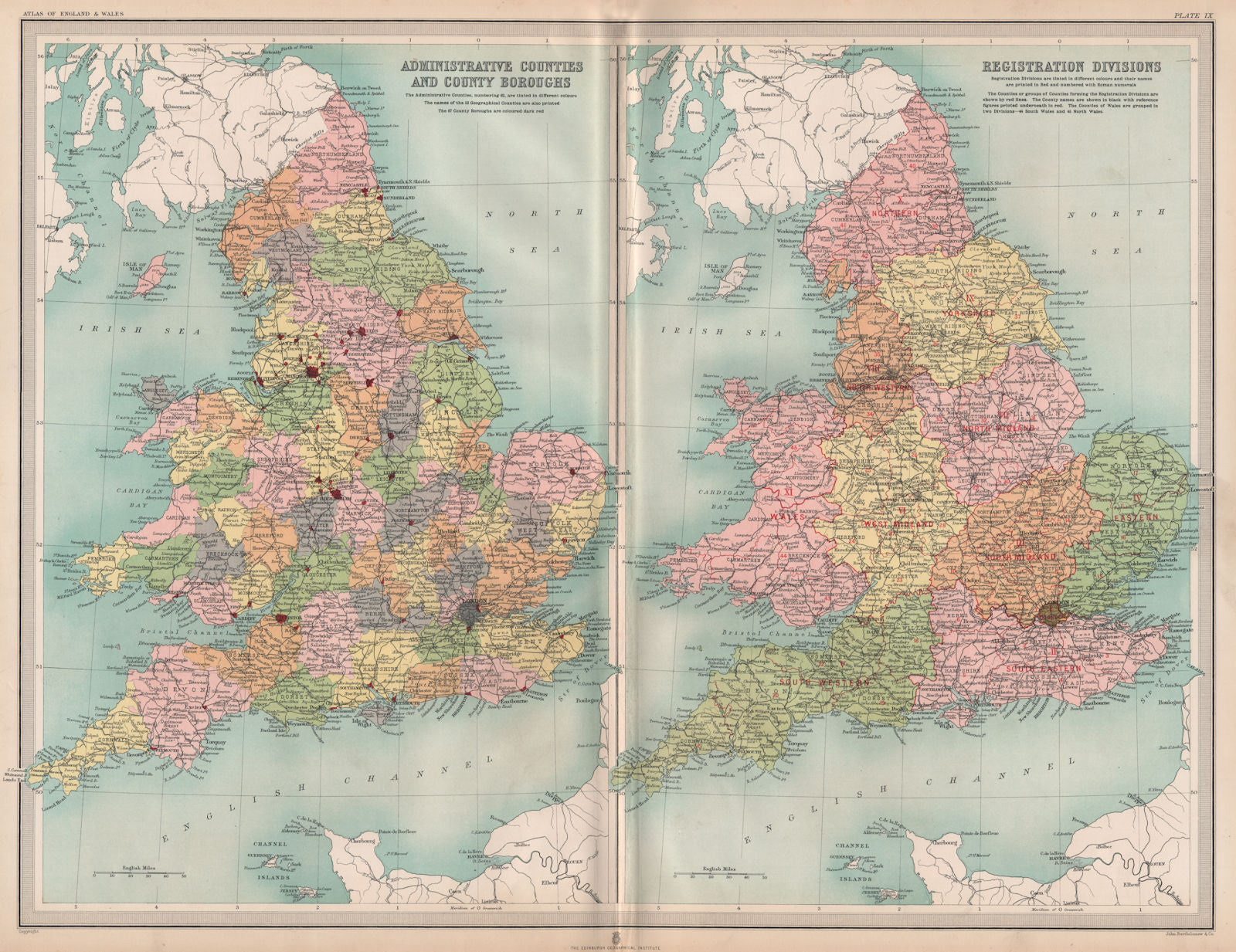 UK. Isle of Ely. Lincolnshire Parts. Kesteven Holland Lindsey. LARGE 1903 map